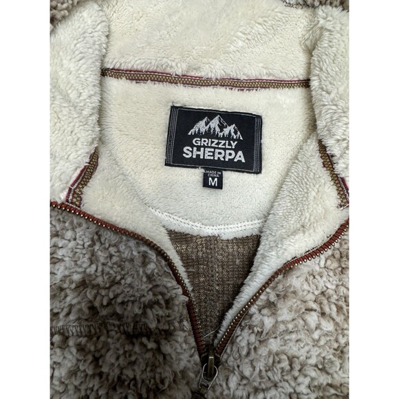 Grizzly Sherpa Pullover Women’s M  Quarter Zip Fleece Brown Beige Sweater Winter - Picture 2 of 9